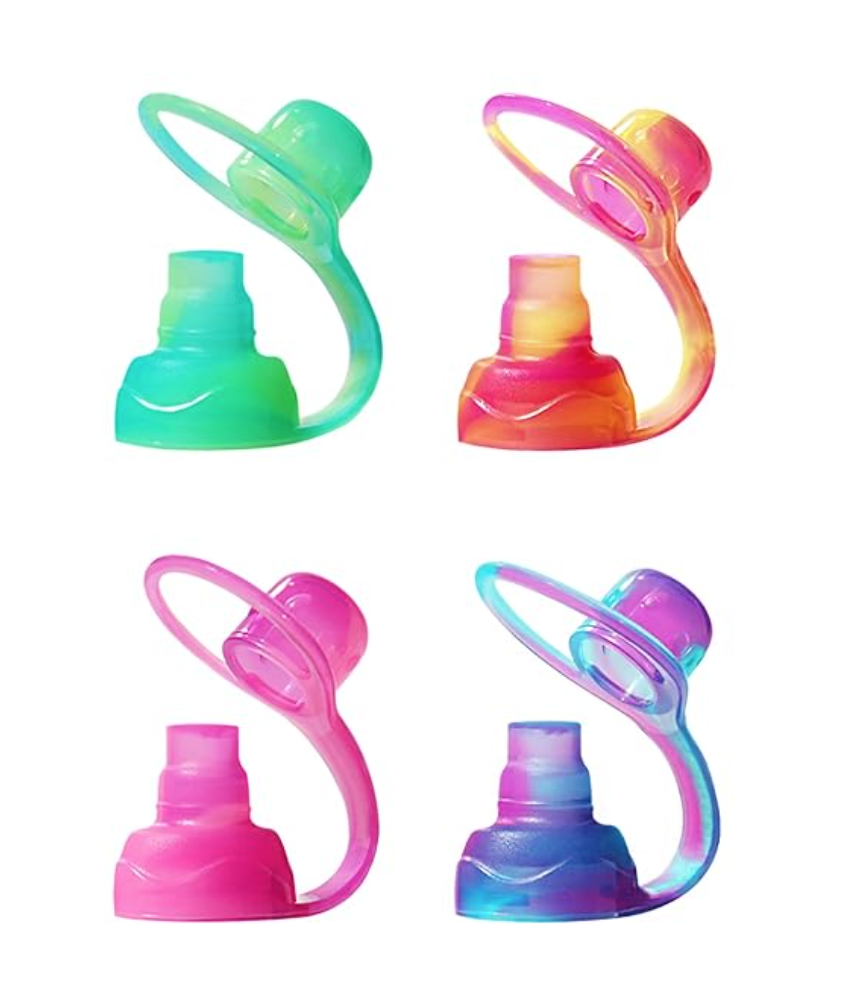 Colorful caps for baby food pouches to prevent mess